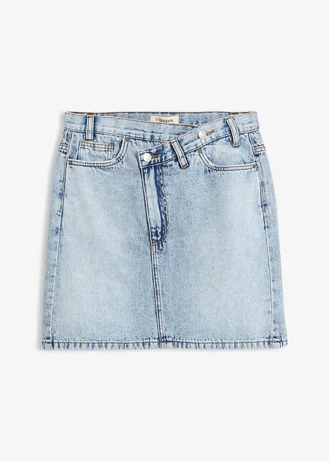 Jupe en jean &agrave; fermeture d&eacute;cal&eacute;e asym&eacute;trique, bonprix