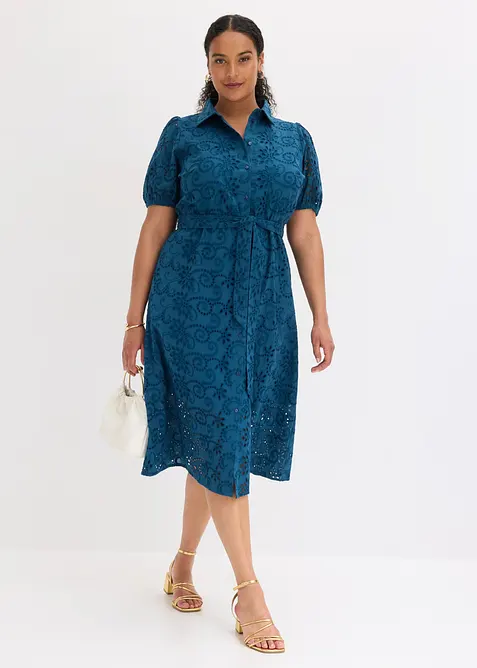 Robe chemise en broderie anglaise, 100% coton, bonprix