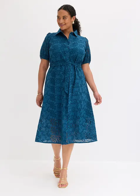 Robe chemise en broderie anglaise, 100% coton, bonprix