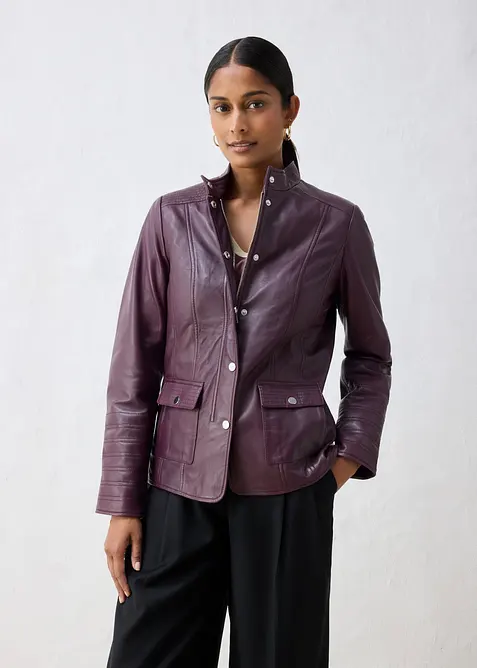Veste en cuir nappa d&rsquo;agneau, bonprix
