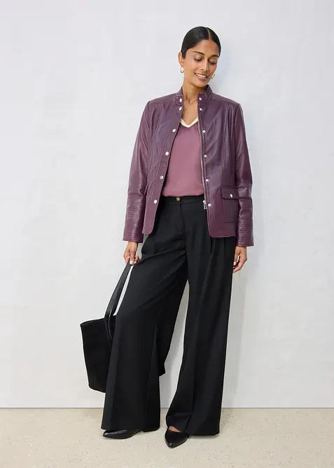 Veste en cuir nappa d&rsquo;agneau, bonprix