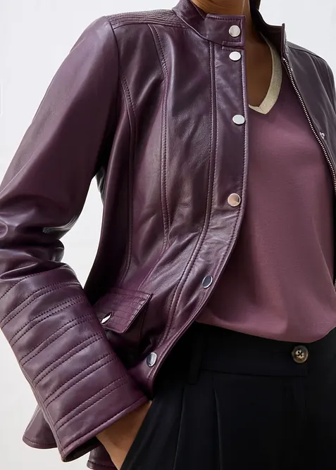 Veste en cuir nappa d&rsquo;agneau, bonprix