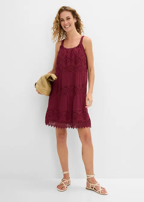 Robe &agrave; fines bretelles en viscose avec dentelle, bonprix