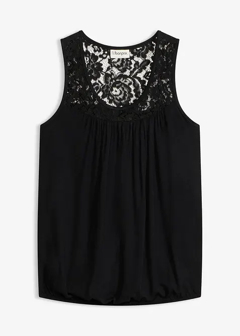 Top en viscose extensible et dentelle, bonprix