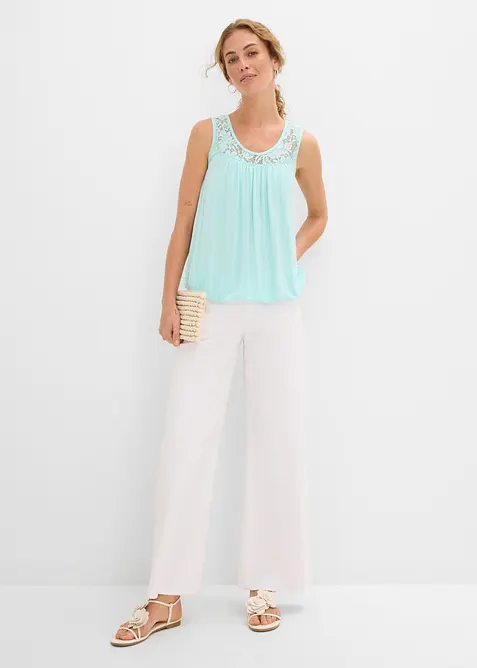 Top en viscose extensible et dentelle, bonprix