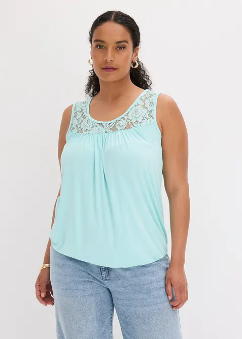 Top en viscose extensible et dentelle, bonprix