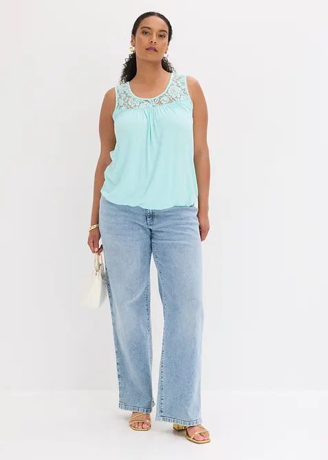 Top en viscose extensible et dentelle, bonprix