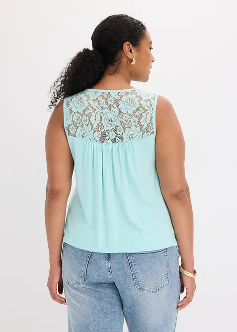 Top en viscose extensible et dentelle, bonprix