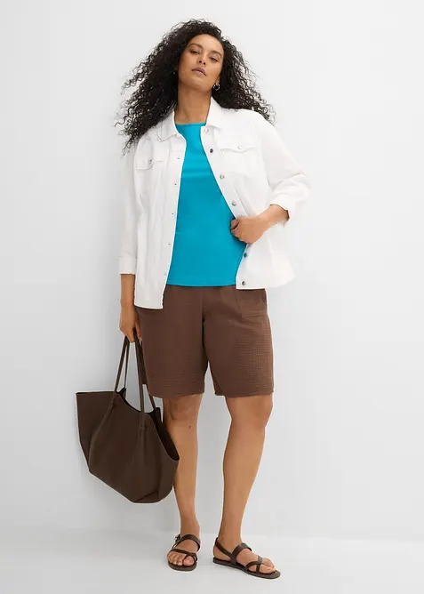 Bermuda en gaze de coton avec taille &eacute;lastiqu&eacute;e, bonprix