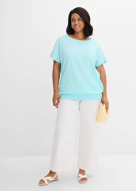 T-shirt en fil flamm&eacute; avec base smock&eacute;e, bonprix