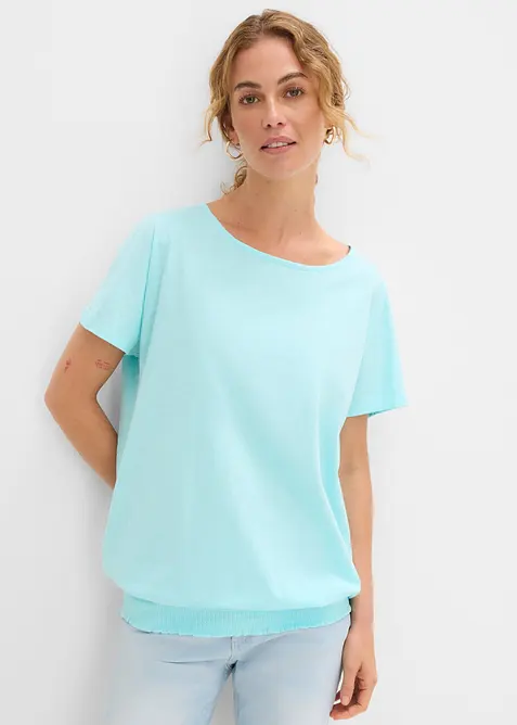 Flammgarn-Shirt aus Bio-Baumwolle mit Smockbund, bonprix