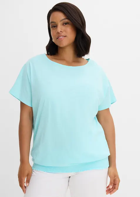 T-shirt en fil flamm&eacute; avec base smock&eacute;e, bonprix