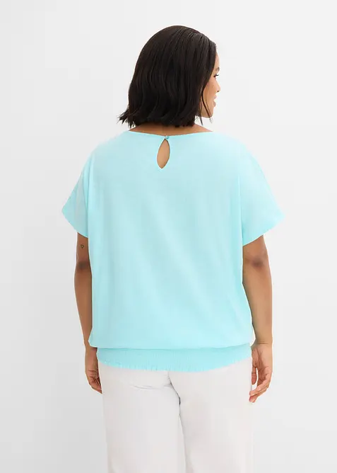 T-shirt en fil flamm&eacute; avec base smock&eacute;e, bonprix