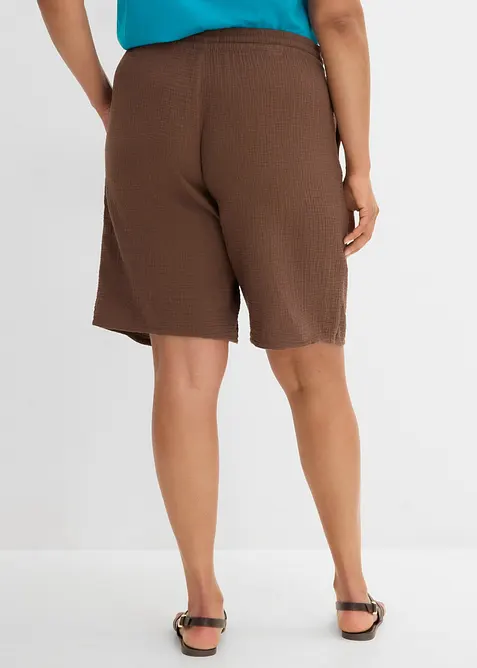 Bermuda en gaze de coton avec taille &eacute;lastiqu&eacute;e, bonprix