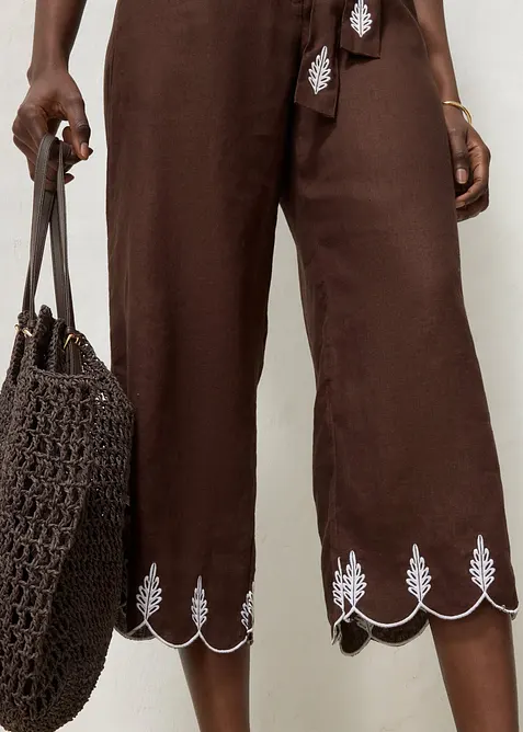Jupe-culotte en lin avec ceinture (ens. 2 pces), bonprix