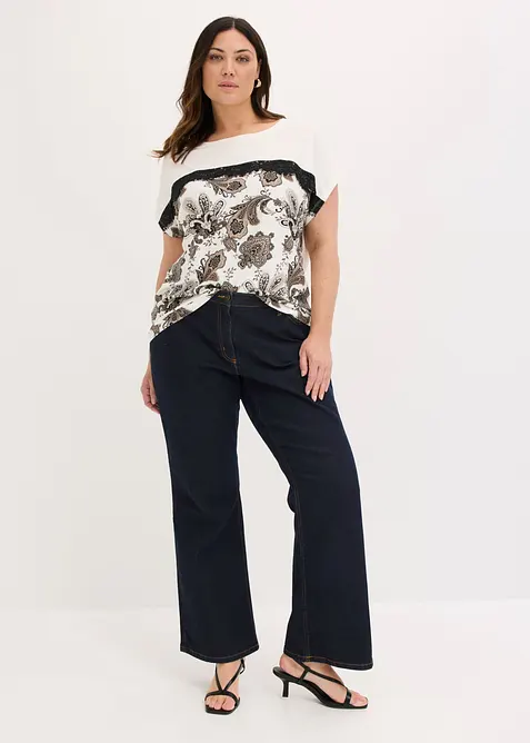 T-shirt oversize avec un galon de dentelle, bonprix