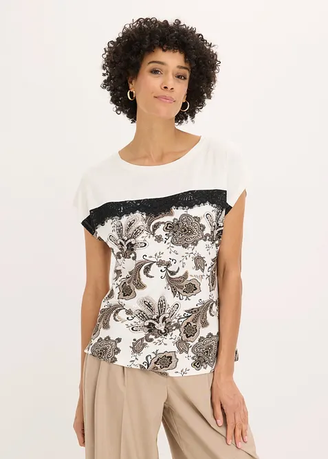 Oversize- Shirt mit Spitzenband, bonprix