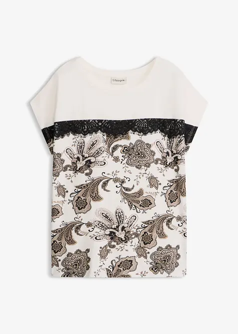 T-shirt oversize avec un galon de dentelle, bonprix