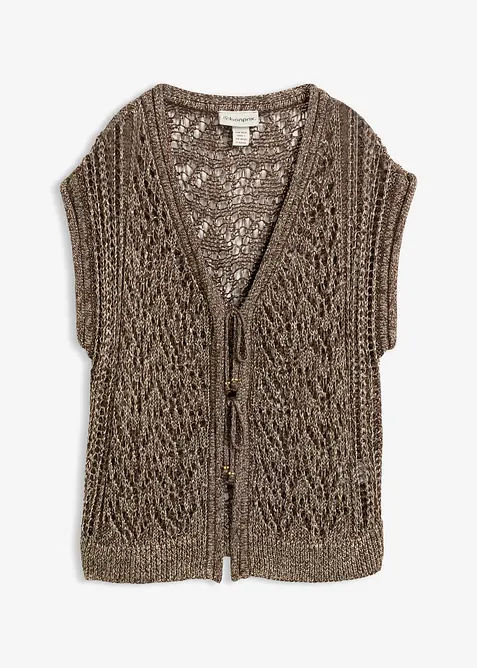 Ajour-Strickweste mit Viskose und Glitzergarn, bonprix