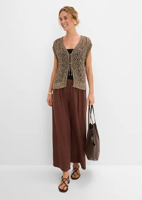Ajour-Strickweste mit Viskose und Glitzergarn, bonprix