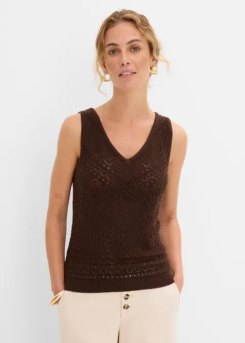 Top en maille ajour&eacute;e, bonprix