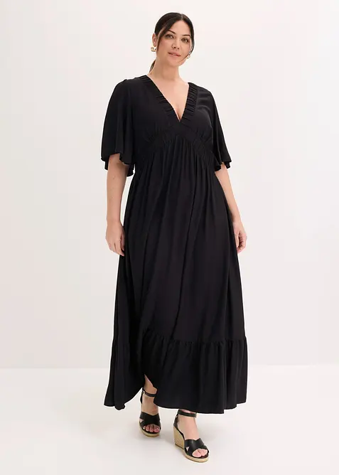 Maxi-Stufenkleid aus flie&szlig;ender Viskose, bonprix