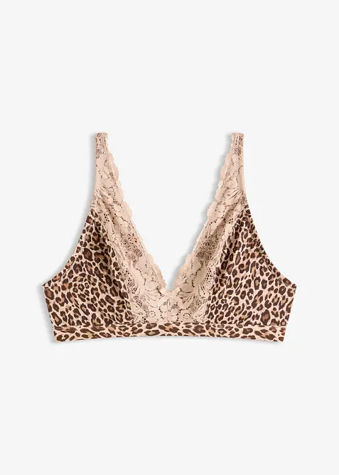 Soutien-gorge bralette sans armatures avec doublure douce et imprim&eacute; l&eacute;opard, bonprix