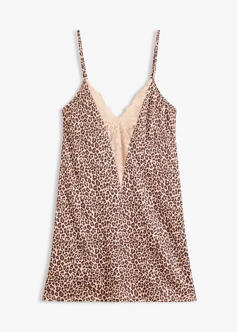 Satin Neglig&eacute; mit Leopardenmuster, bonprix