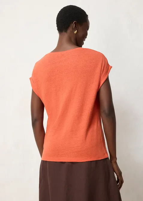 T-Shirt aus reinem Leinen mit Stickerei, bonprix