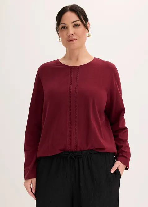 T-shirt &agrave; dentelle 100% coton, bonprix