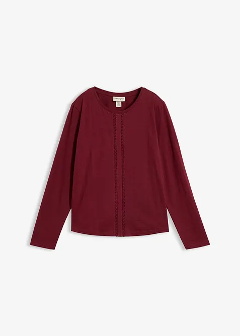 T-shirt &agrave; dentelle 100% coton, bonprix