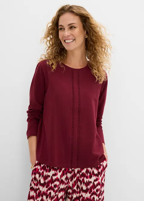 T-shirt &agrave; dentelle 100% coton, bonprix
