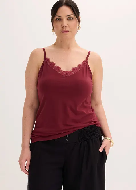 Lot de 2 tops &agrave; dentelle, bonprix