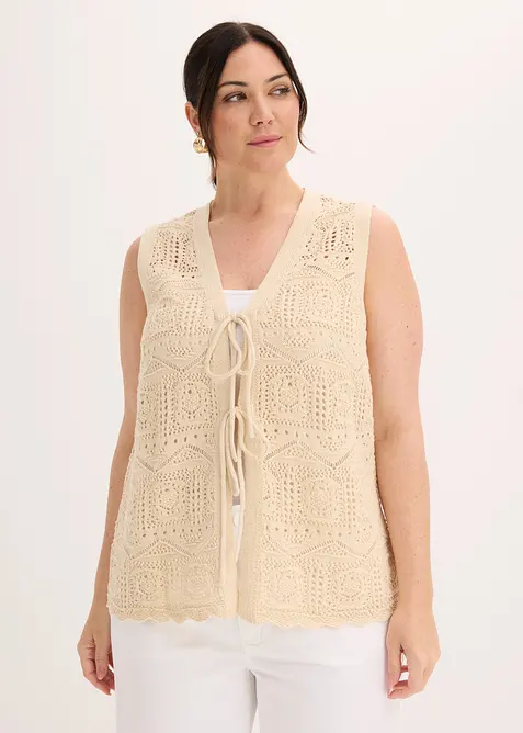 Gilet en maille ajour&eacute;e, bonprix