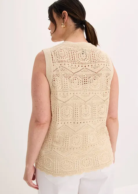 Gilet en maille ajour&eacute;e, bonprix