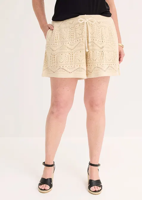 Short en maille ajour&eacute;e, bonprix