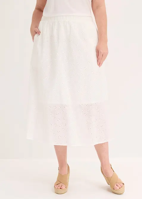 Jupe midi 100% coton, bonprix