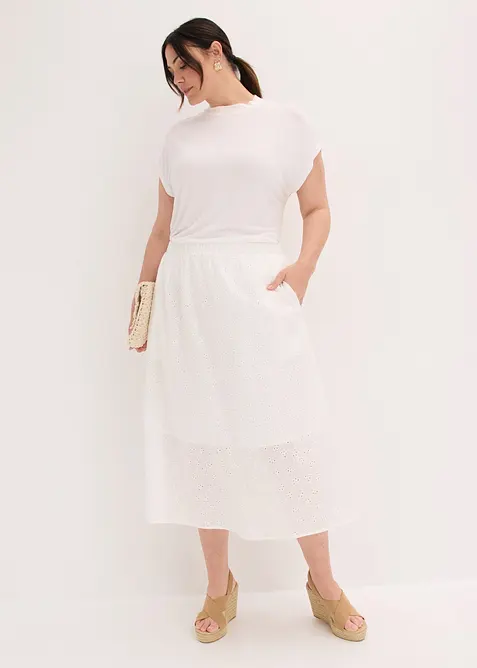 Jupe midi 100% coton, bonprix