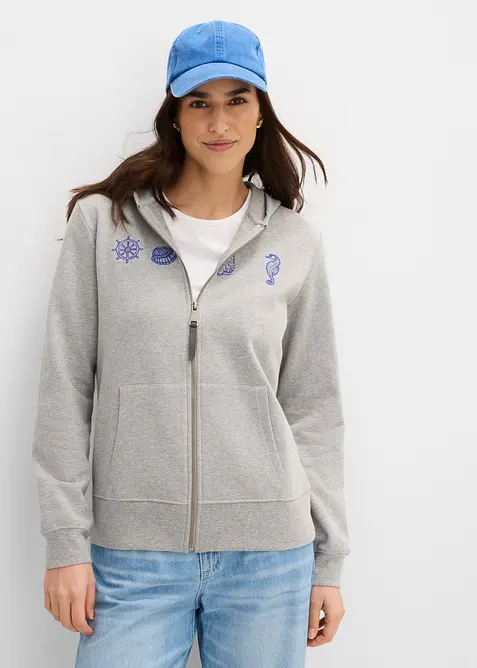 Kapuzen-Sweatjacke aus reiner Baumwolle, bonprix