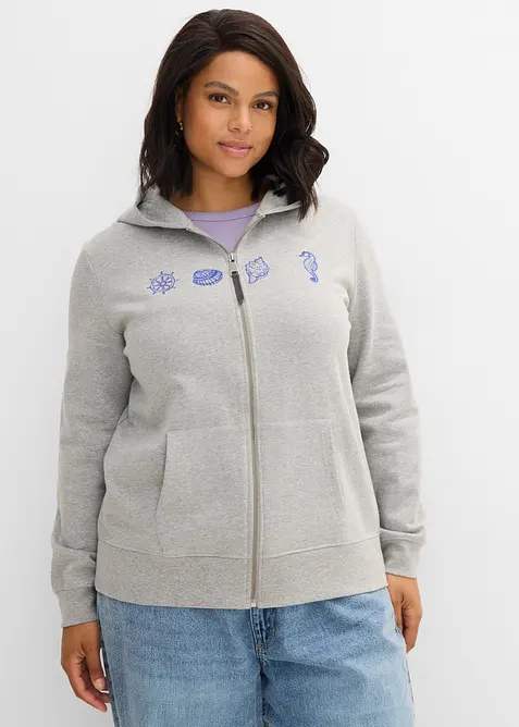 Sweat zipp&eacute; &agrave; capuche, 100% coton, bonprix