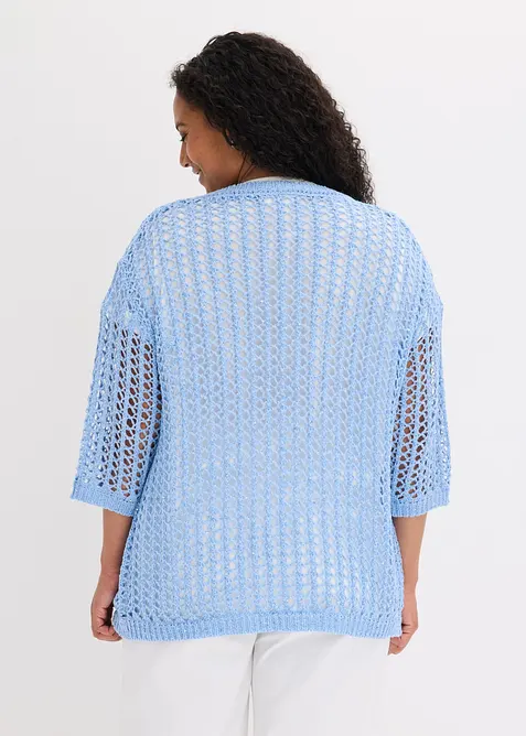 Gilet en maille ajour&eacute;e avec sequins, bonprix