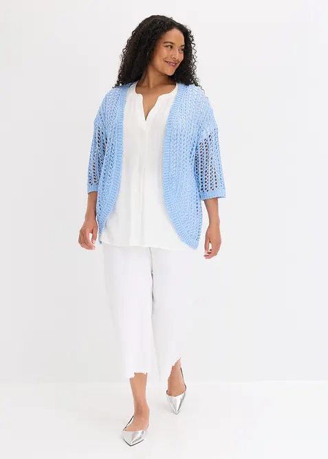 Gilet en maille ajour&eacute;e avec sequins, bonprix