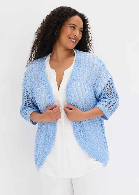 Gilet en maille ajour&eacute;e avec sequins, bonprix