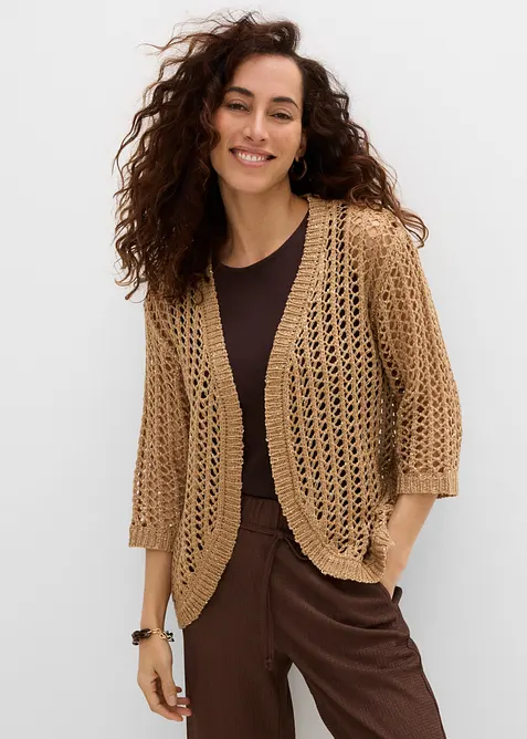 Ajour-Strickjacke mit Pailletten, bonprix