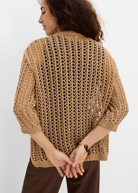 Ajour-Strickjacke mit Pailletten, bonprix