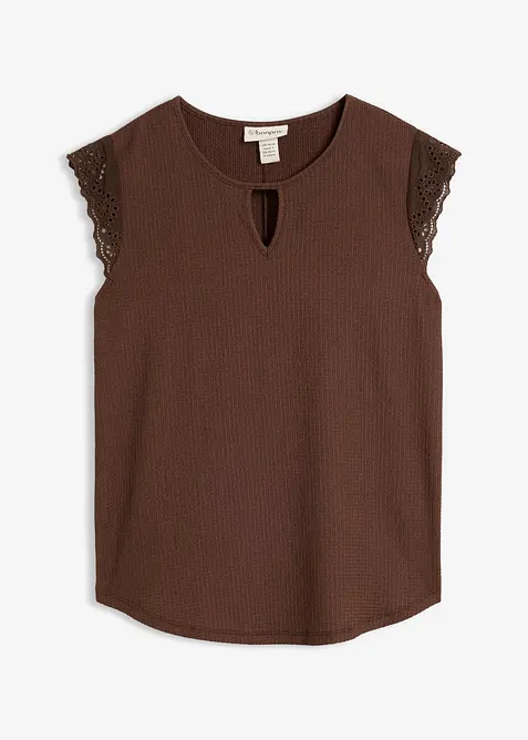 &Auml;rmelloses Shirt aus strukturiertem Cr&ecirc;pe, bonprix