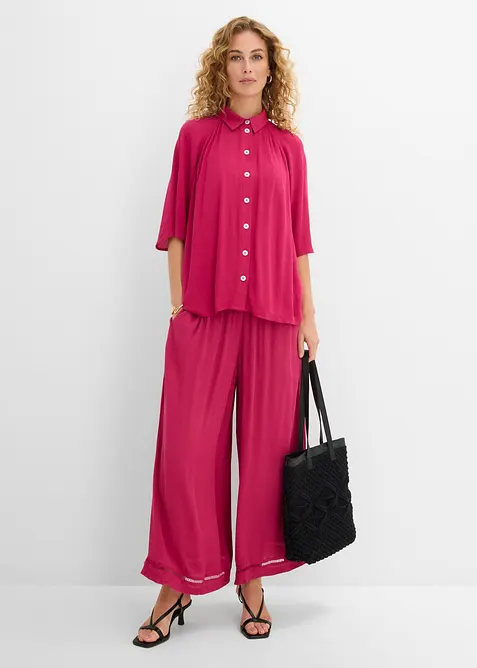 Oversize-Bluse aus strukturierter Viskose, bonprix