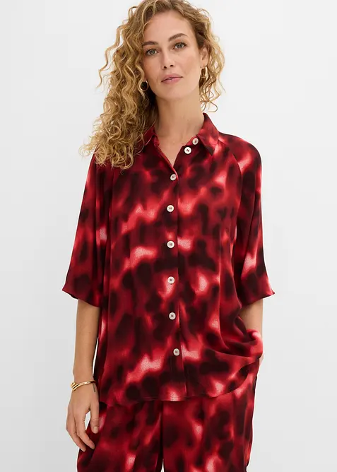 Oversize-Bluse aus strukturierter Viskose, bonprix