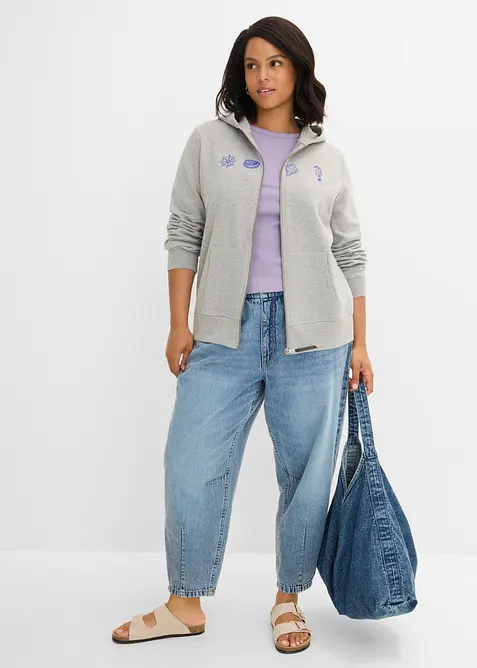 Sweat zipp&eacute; &agrave; capuche, 100% coton, bonprix
