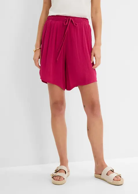 Short en viscose textur&eacute;e &agrave; taille &eacute;lastiqu&eacute;e, bonprix
